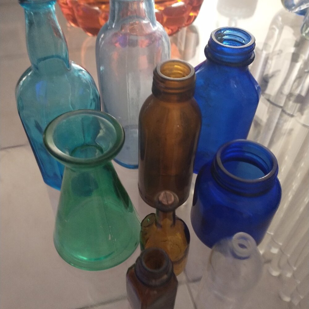 SALE>>>>>>>>Antique variety of small_med, glass bottles .